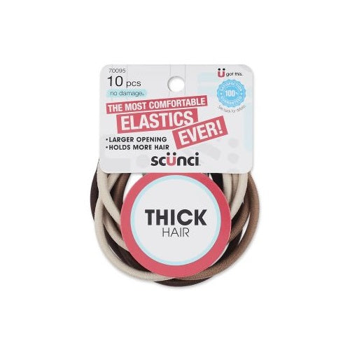 SCUNCI - No Damage Thick Hair Elastics Brown / Blonde