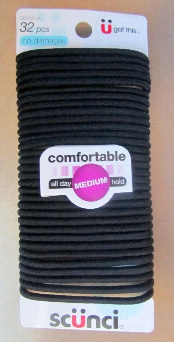 SCUNCI - No Damage Large Elastic Hair Ties Black