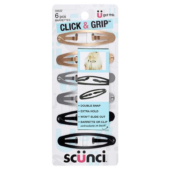 SCUNCI - Click and Grip Double Snap Barrettes Multicolor