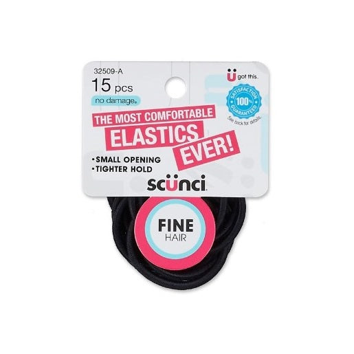 SCUNCI - No Damage Fine Hair Elastics Black