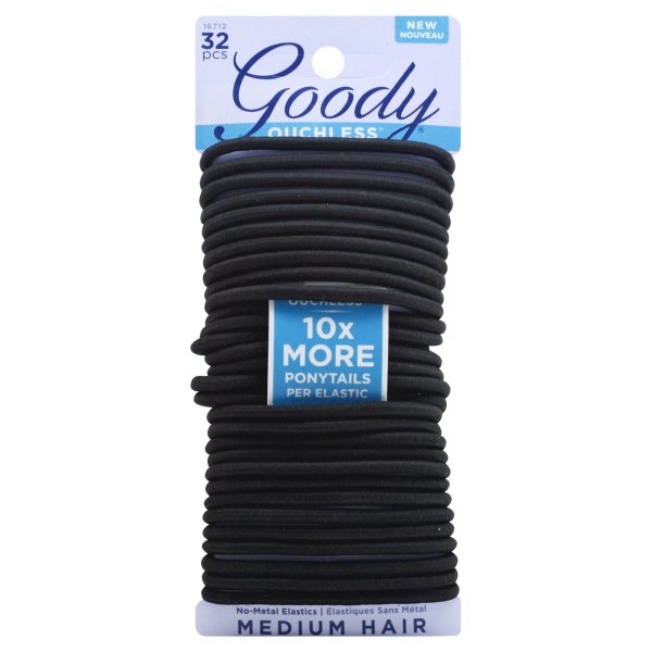 GOODY - Ouchless Women's Braided Elastics for Medium Hair 4 mm Black