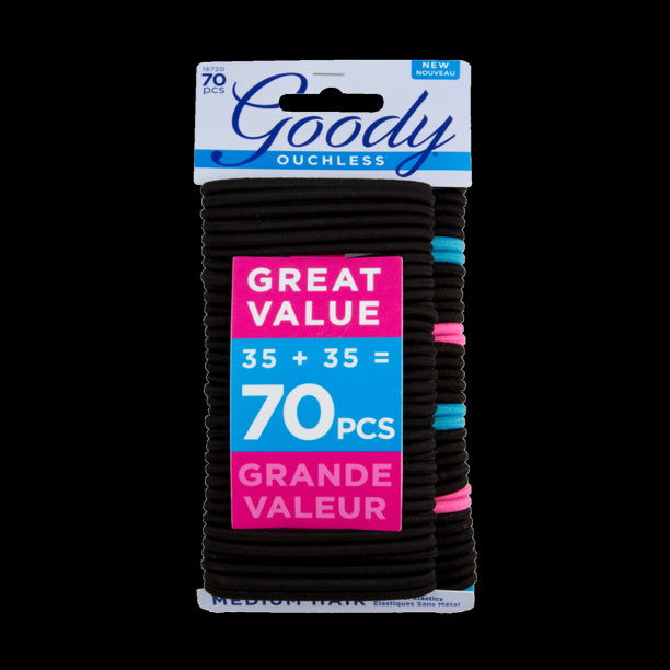 GOODY - Ouchless Women's Braided Elastics for Medium Hair 4 mm Black