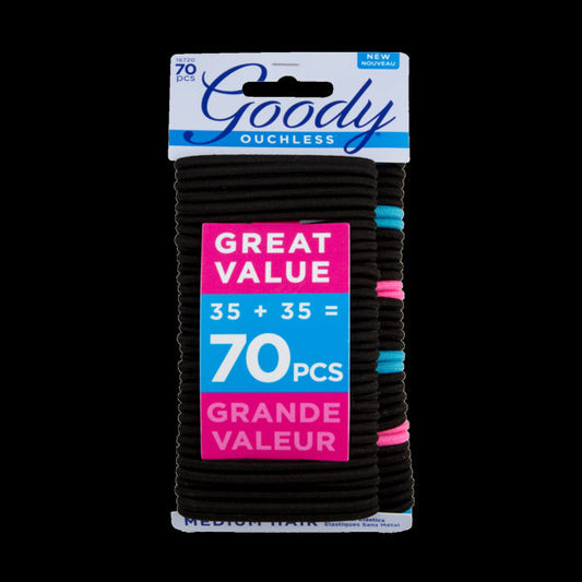 GOODY - Ouchless Women's Braided Elastics for Medium Hair 4 mm Black