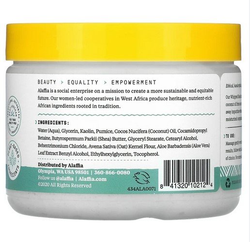 ALAFFIA - Whipped Shea Butter Scrub, Oatmeal & Aloe - 11 oz (312 g)