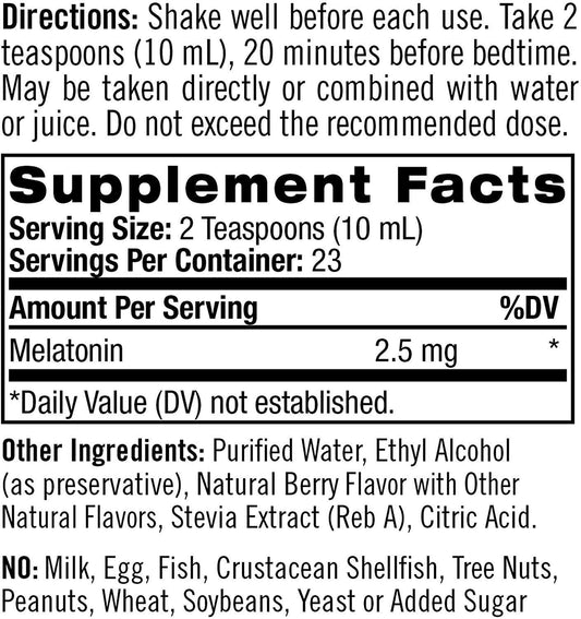 NATROL - Liquid Melatonin 2.5mg Berry - 8 fl. oz. (237 ml)