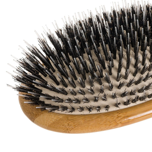 BASS BRUSHES - Large Oval Hairbrush with Natural Bristle + Nylon Pin - 1 Brush