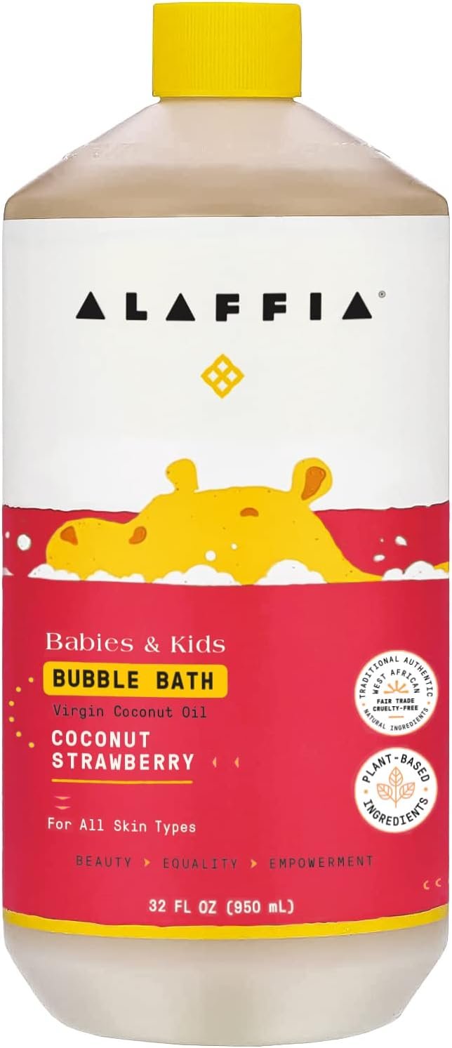 ALAFFIA - Kids Bubble Bath, Coconut Strawberry - 32 fl oz (950 ml)