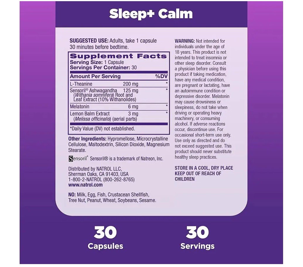 NATROL - Sleep+ Calm - 30 Capsules