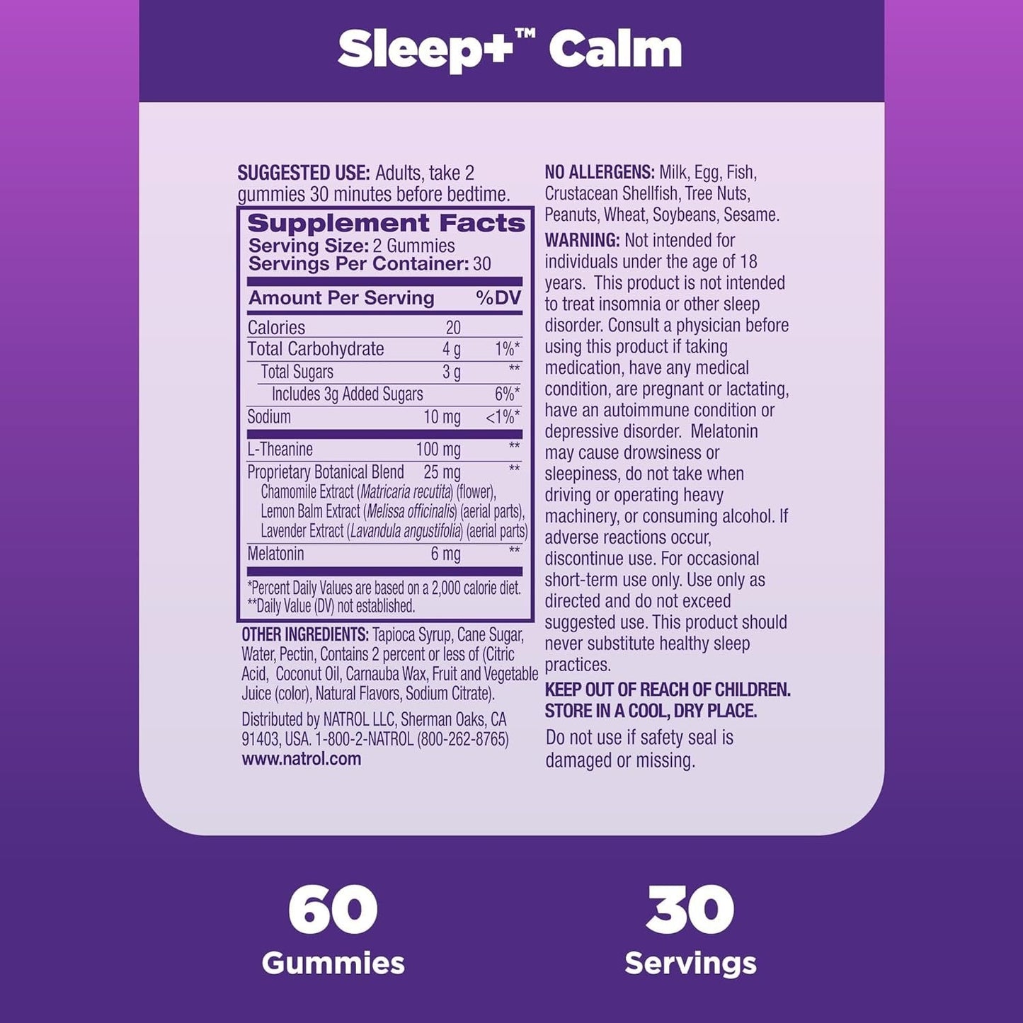 NATROL - Sleep+ Calm Strawberry - 60 Gummies