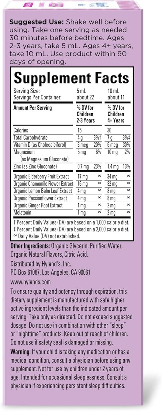 HYLANDS - Kids Sleep Calm + Immunity with Melatonin Grape - 4 fl oz (118 ml)